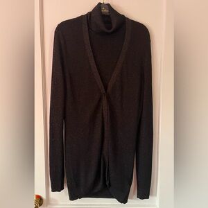 Brooks Brothers black mesh gold metallic turtleneck and cardigan SET